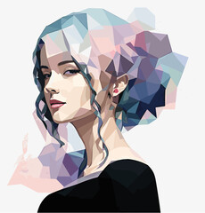 Fototapeta na wymiar Beautiful woman isolated vector illustration. Low poly graphics style.