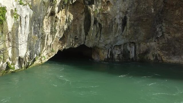 Natural spring flowing from a cavern. Vrelo Bune river spring near Blagaj in Bosnia and Herzegovina