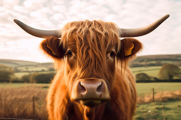 Scottish Highland Cow Head Portrait