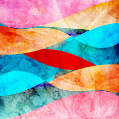 Watercolor abstract colorful background with fantastic elements. Background for design template.