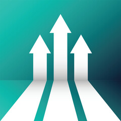 3 arrows pointing up represent investment growth profit progress