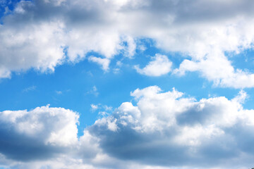 Beautiful blue sky with clouds. Nature wallpaper background