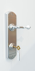 3d illustration of a door handle with door key