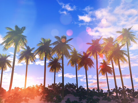 3D render of a palm tree landscape