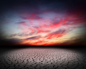 Desert landscape crack   background global warming concept