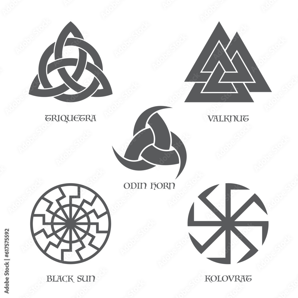 Wall mural Scandinavian viking symbols set