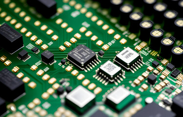 close up of computer circuit board