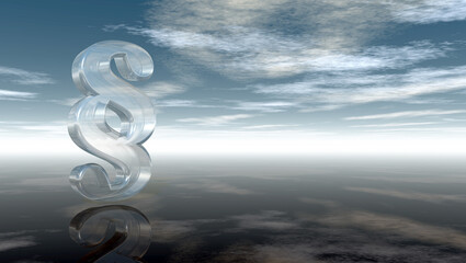 glass paragraph symbol under cloudy sky - 3d rendering