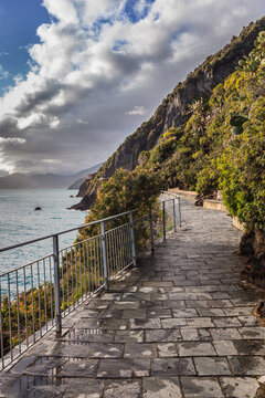 Cinque Terre - road of love. Liguria, Italy.One from most beautiful in Italy of for pedestrians paths for lovers