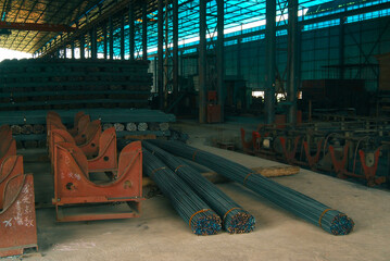 The steel rolling workshop of a steel plant