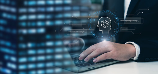 Artificial Intelligence and technology concept, innovative ideas and prompt engineering, explore innovative ideas, chat with ChatGPT, embrace the future of generative AI and unleash your creativity.