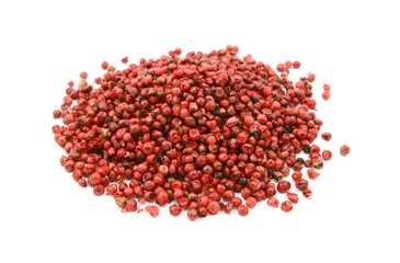 Pink peppercorns, isolated on a white background