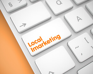 Service Concept: Local Imarketing on White Keyboard lying on Orange Background. Online Service Concept: Local Imarketing on Modern Keyboard Background. 3D Illustration.