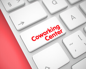 Business Concept with Modern Enter White Button on Keyboard: Coworking Center. Service Concept: Coworking Center on the Modern Laptop Keyboard Background. 3D Render.