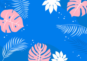 Fototapeta na wymiar Vector Abstract summer background vector with tropical plants. illustration of summer.