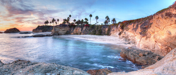 Sunset view of Treasure Island Beach at the Montage in Laguna Beach, California, United States