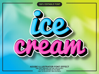 cute ice cream script text style editable font effect