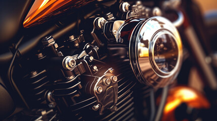 Close up of motorcycle engine