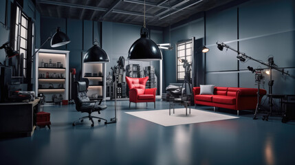 Naklejka premium Modern photo studio interior