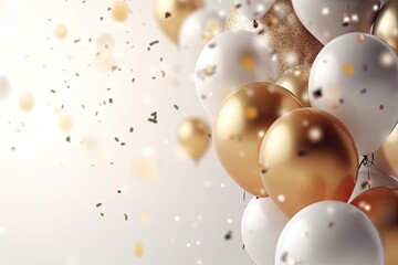 Gold And White Balloons Holiday Celebration Background Generative AI