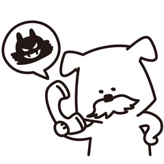 色加工ok いぬ素材No. 199 お爺さん_詐欺電話