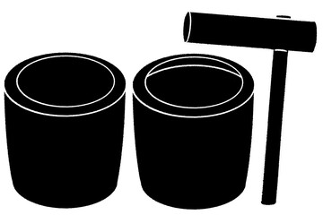 Rice mortar and wooden pestle clipart PNG