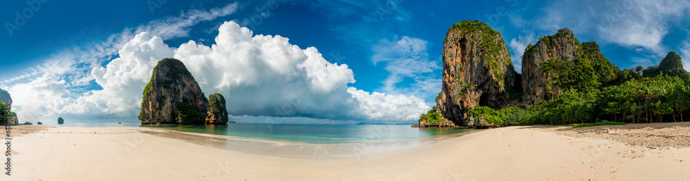 Poster beautiful horizontal panorama of thailand beach phra nang