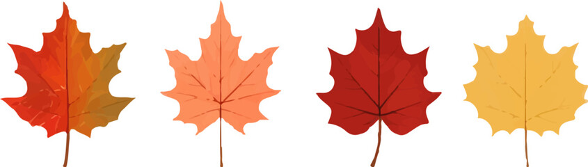 Set of autumn leaves.Colorful leaf icons collection. Watercolor autumn leaves.Maple leaf.
