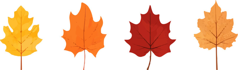 Set of autumn leaves.Colorful leaf icons collection. Watercolor autumn leaves.Maple leaf.