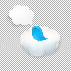 Cloud Icon With Bird With Gradient Mesh, Vector Illustration
