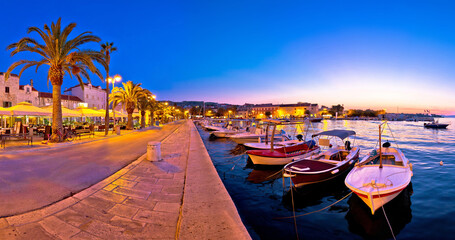 Naklejka premium Supetar waterfront evening panoramic view, island of Brac, Dalmatia, Croatia