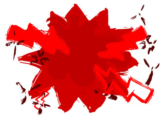 Red Speech Bubble Graffiti isolated on white Background. Urban painting style backdrop. Abstract discussion, message symbol in modern dirty street art decoration. © Robert