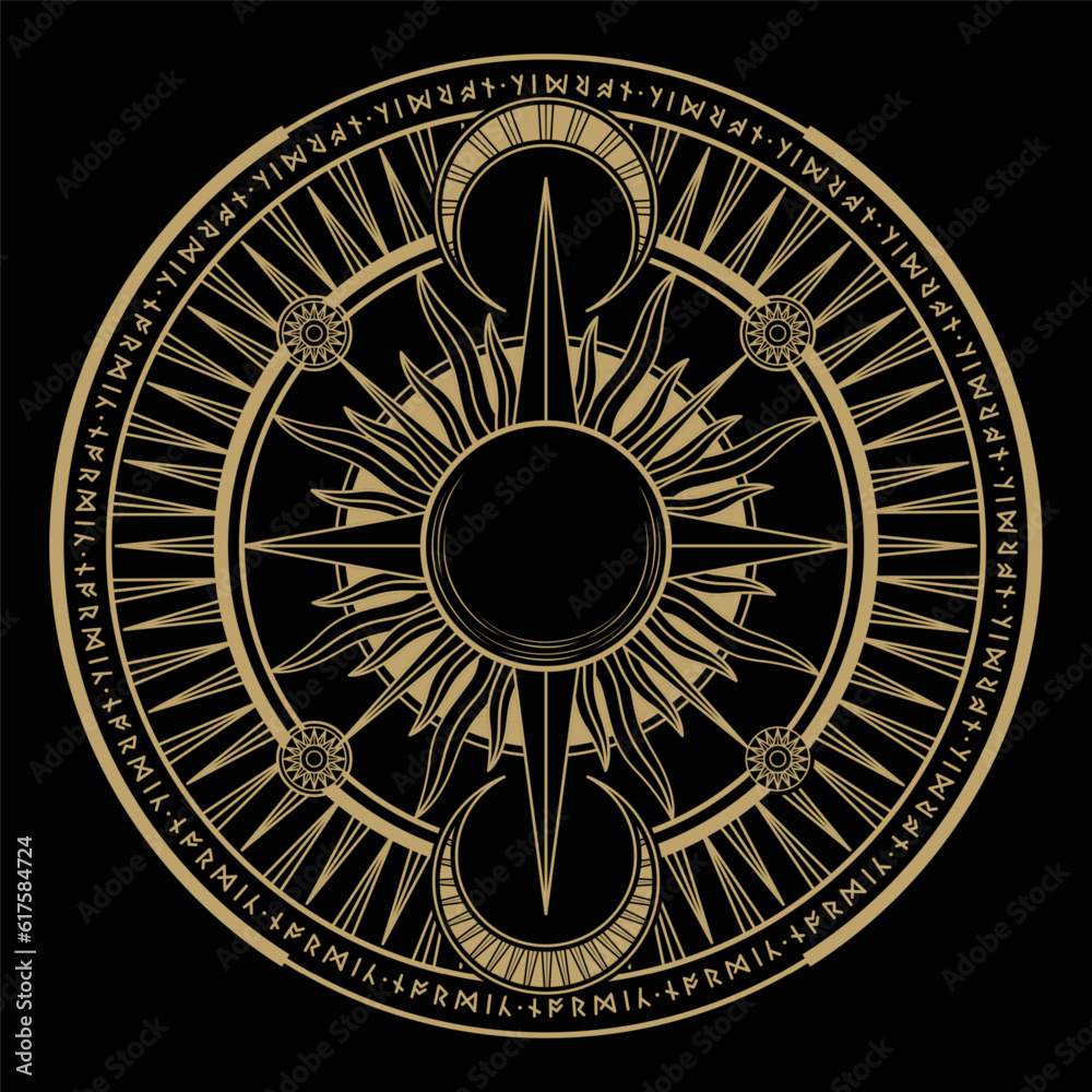 Wall mural mysterious golden magical circle vector design