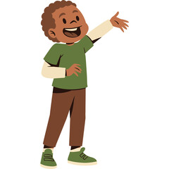 a boy waving hand and calling someone