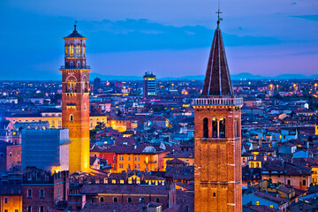 Obraz premium Verona towers and rooftops evening view, tourist destination in Veneto region of Italy