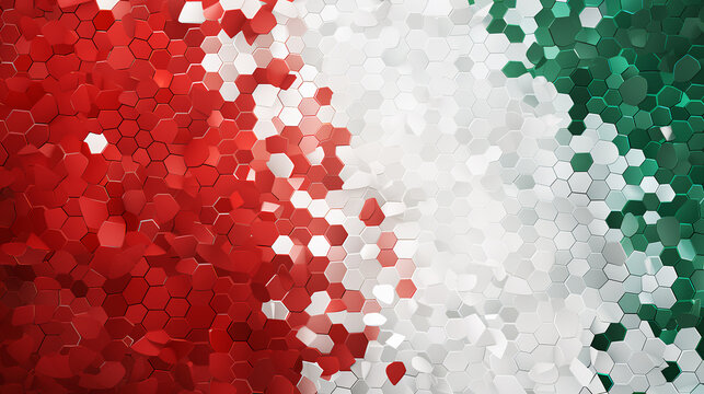 Abstract Italian Flag Mosaic An abstract mosaic-style background inspired by the Italian flag with irregular shapes and a designated area for incorporating copy space