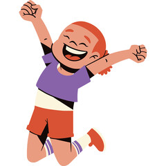 illustration of a cute happy little girl jumping 