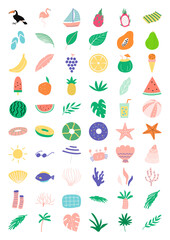 Set of summer objects vector illustration.