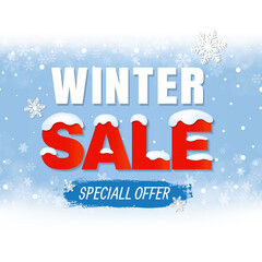 Sale Winter Poster With Gradient Mesh, Vector Illustration