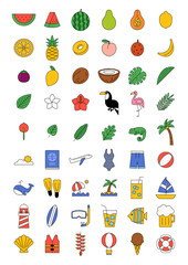 Set of summer objects vector illustration.