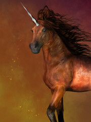A unicorn is a mythological creature that has the body of a horse and a magical horn on its forehead.