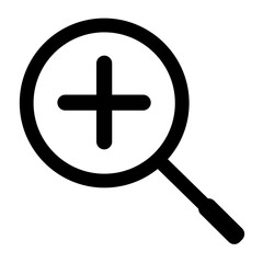 magnifying glass with a plus mark, icon