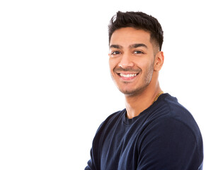 young indian man wearing dark blue sweater