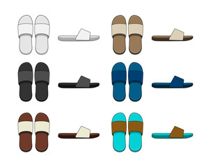 Slippers ( sandals ) vector template illustration set