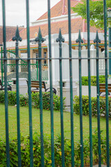 gate in the park, urban parks, white buildings, downtown, iconic buildings of the city of Yogyakarta