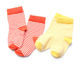 Colorful socks isolated on white background