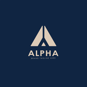 Simple logo design Alpha logo, a logo that has dynamic characteristics of creativity, strength, and movement, good for company logo branding.