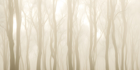 Forest in the fog, sepia tones, ai generated - obrazy, fototapety, plakaty