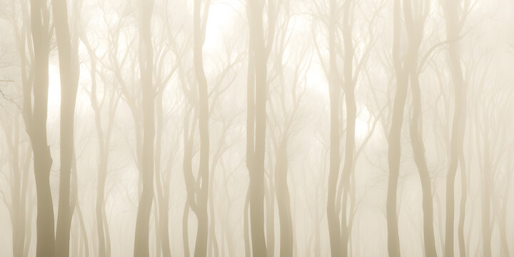Forest in the fog, sepia tones, ai generated