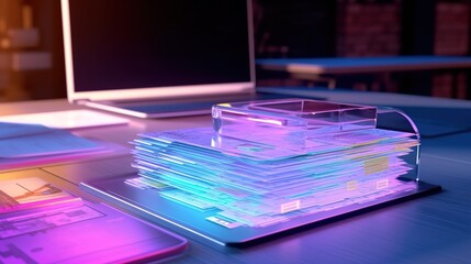Fototapeta premium Dynamic Digital Display: Unleashing the Power of Holographic Data Management Software Concept 